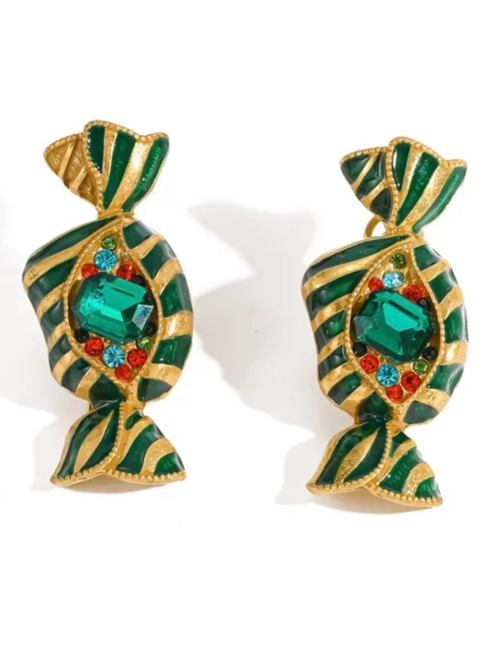 Candy Emerald Green Crystal Statement Stud Earrings
